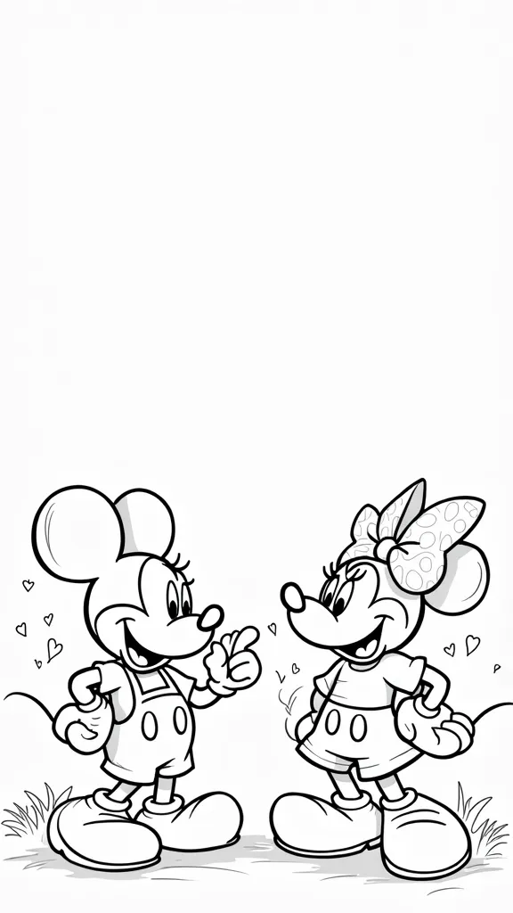 Páginas para colorear imprimibles de Mickey y Minnie